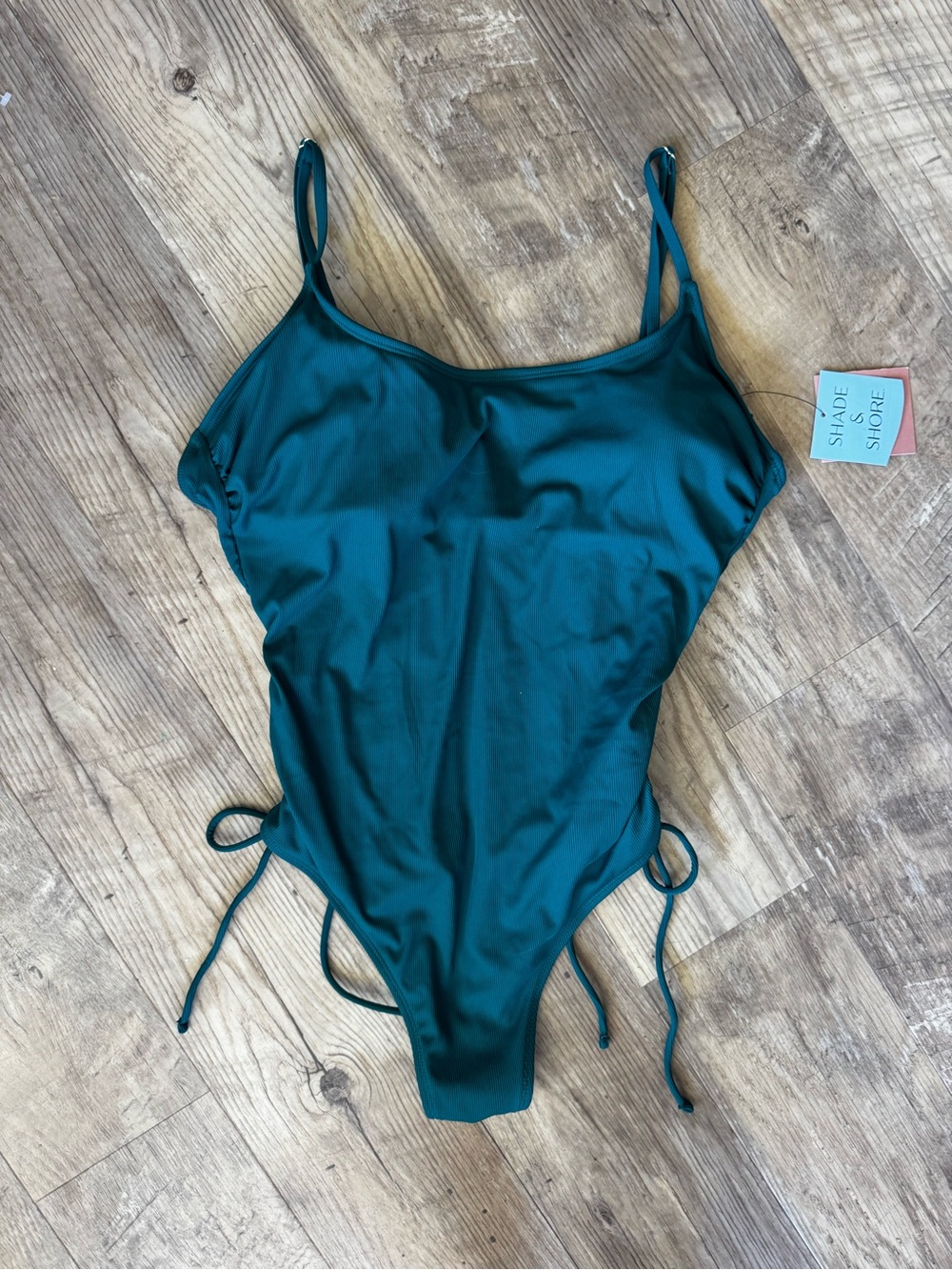 NWT Shade & Shore Ribbed One Piece Swimsuit Green Size Large